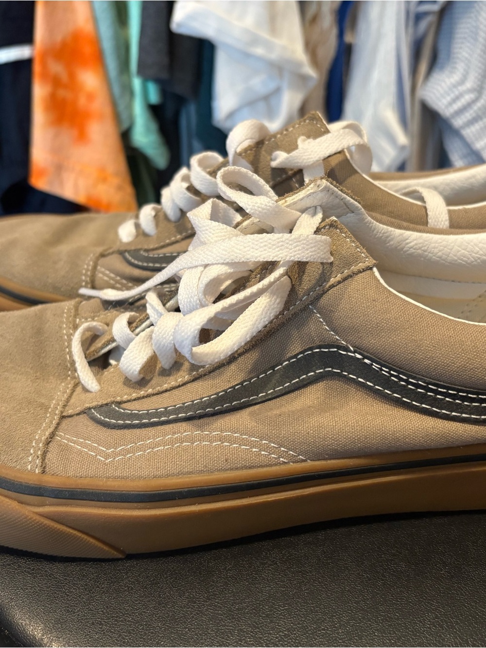 Vans Men's Low-Top Sneakers in Tan, White, and Black